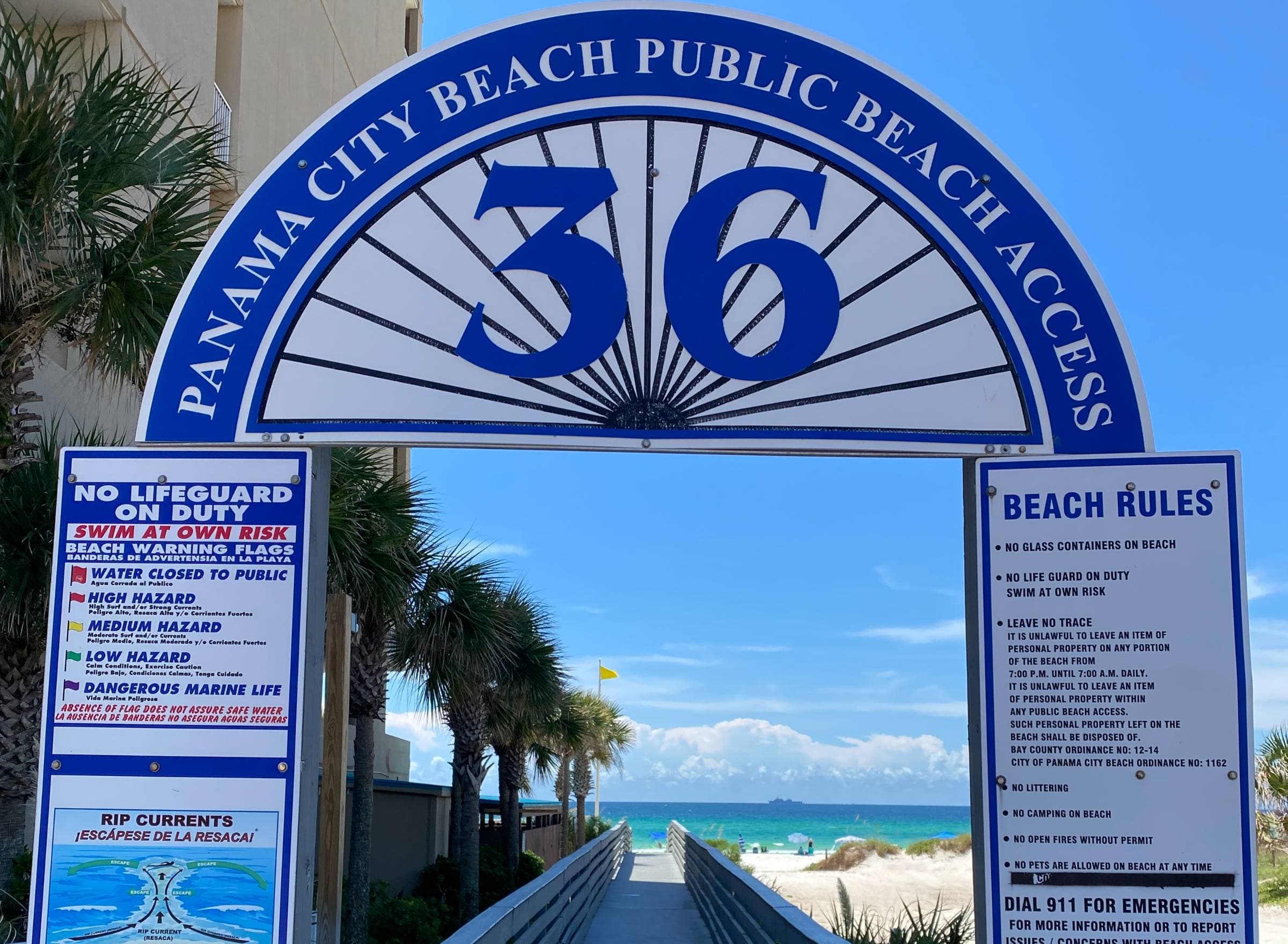 Panama City Beach, Florida, Public access 36 - less than 15 min walk from our beach townhouse! Deep your feet in the sugary white sands of the Emerald Coast, and enjoy the endless gorgeous teals and blues of the Gulf of America